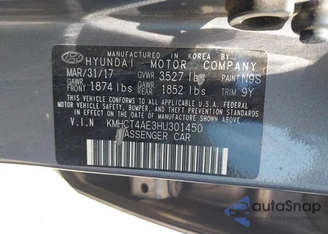 2017 Hyundai Accent Se z USA, uszkodzony, nr VIN KMHCT4AE3HU301450